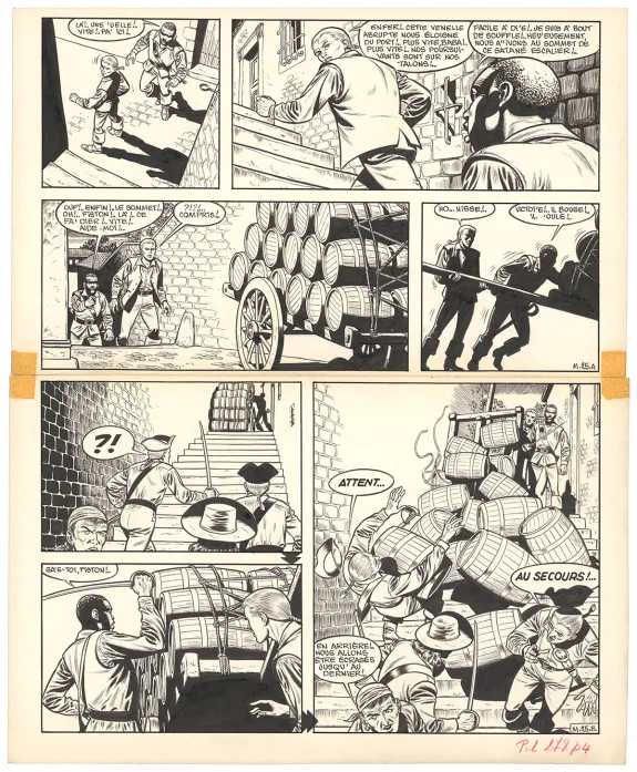 Planche noir et blanc, Barbe-Rouge, Mort ou vif (T.10), Victor Hubinon