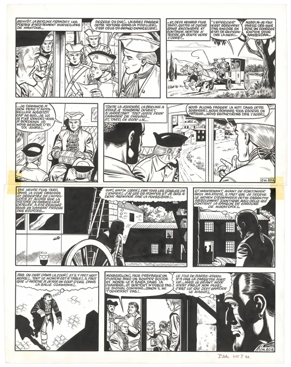 Planche noir et blanc, Barbe-Rouge, La Captive des Mores (T.16), Victor Hubinon