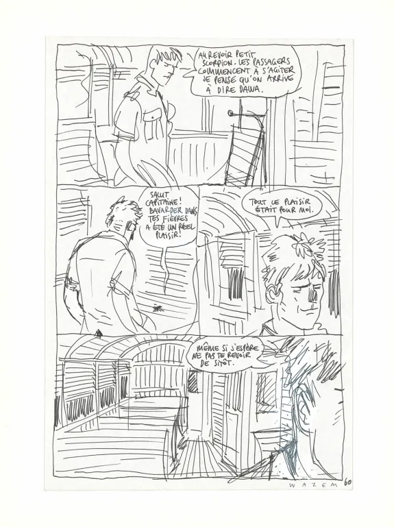 Planche noir et blanc, Les Scorpions du Désert,  Wazem