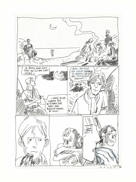 Planche noir et blanc, Les Scorpions du Désert,  Wazem