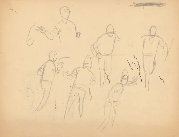 Crayonné, Tintin, Le Temple du Soleil (T.14),  Studio Hergé