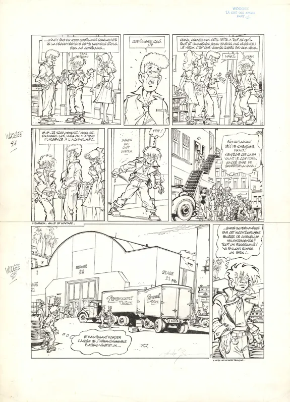 Black and white original page, Woogee, La Cité des anges - Acte 1 (T.2), André Benn