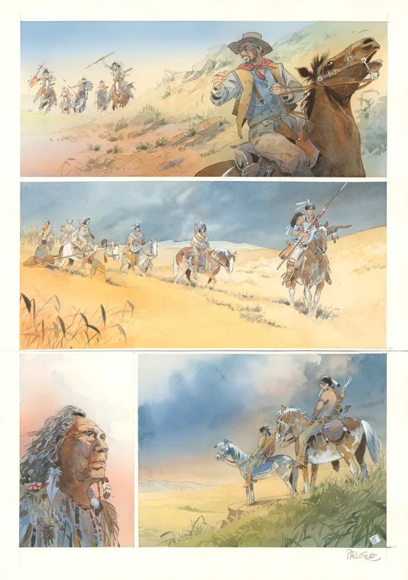 Colored original page, Cheyenne, Patrick Prugne