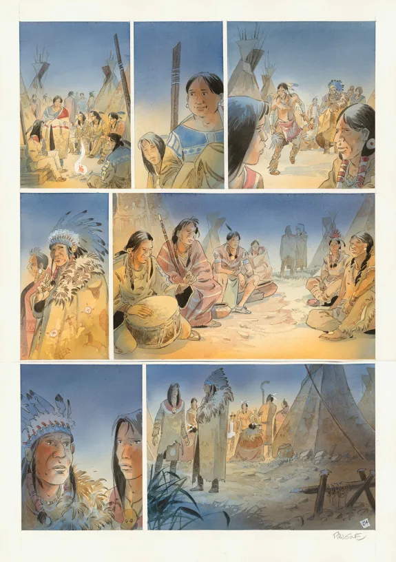Colored original page, Cheyenne, Patrick Prugne