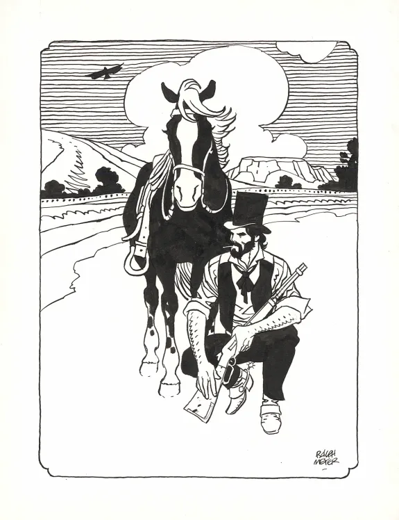 Illustration noir et blanc, Undertaker, Ralph Meyer