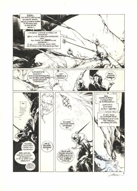 Planche noir et blanc, Le Troisième Testament, Luc ou le souffle du taureau (T.3), Alex Alice