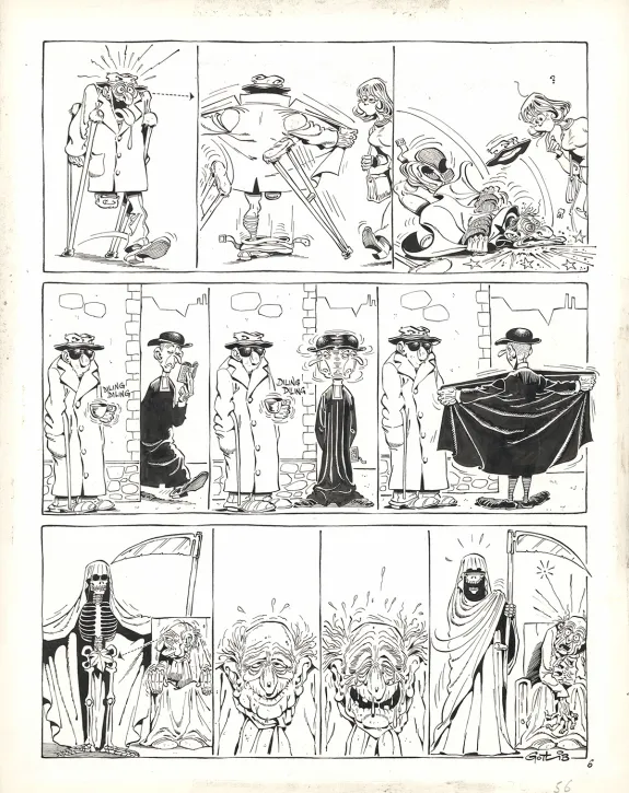 Planche noir et blanc, Pervers Pépère, Marcel Gotlib
