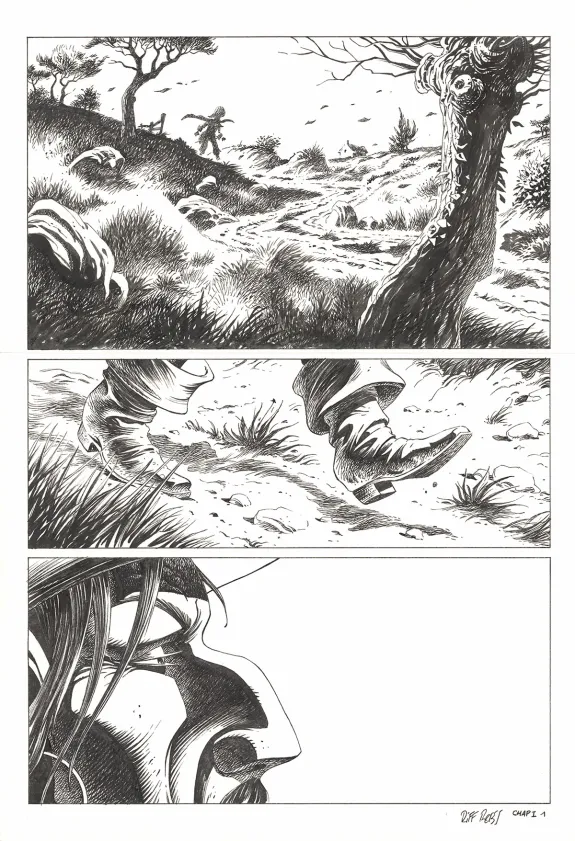 Black and white original page, Kernok le pirate,  Riff Reb's