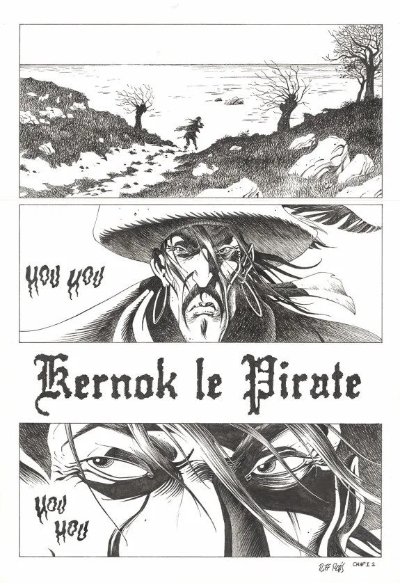 Planche noir et blanc, Kernok le pirate,  Riff Reb's