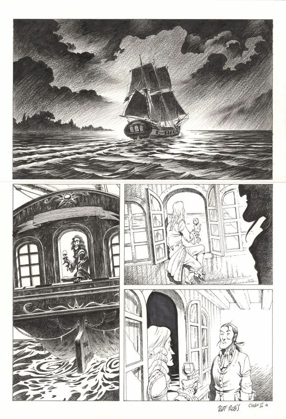 Planche noir et blanc, Kernok le pirate,  Riff Reb's