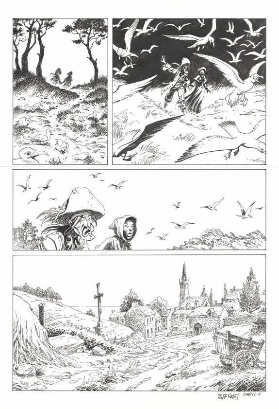 Black and white original page, Kernok le pirate,  Riff Reb's