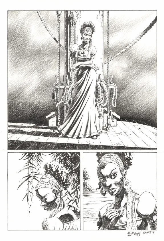 Planche noir et blanc, Kernok le pirate,  Riff Reb's