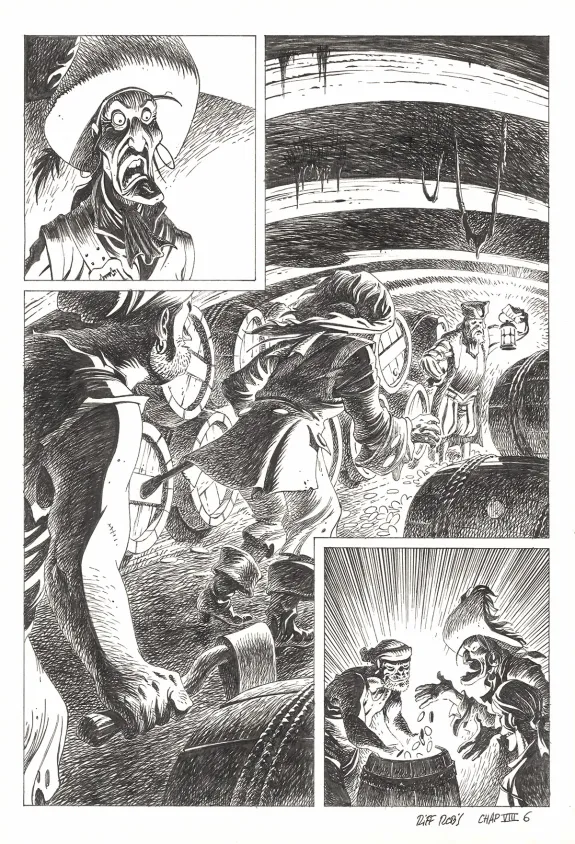 Black and white original page, Kernok le pirate,  Riff Reb's