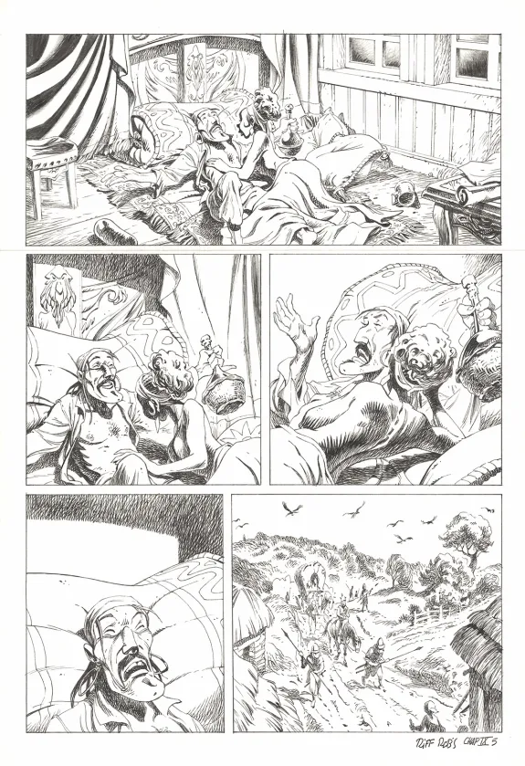Planche noir et blanc, Kernok le pirate,  Riff Reb's