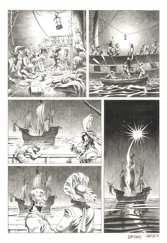 Planche noir et blanc, Kernok le pirate,  Riff Reb's