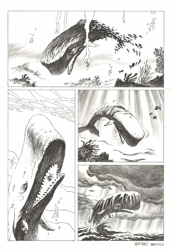 Planche noir et blanc, Kernok le pirate,  Riff Reb's