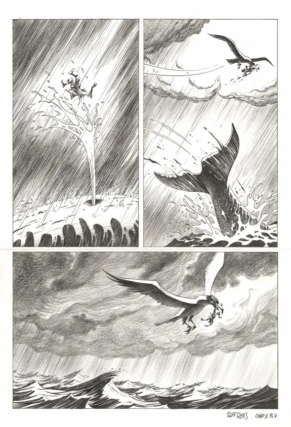 Planche noir et blanc, Kernok le pirate,  Riff Reb's