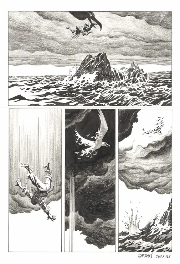 Planche noir et blanc, Kernok le pirate,  Riff Reb's