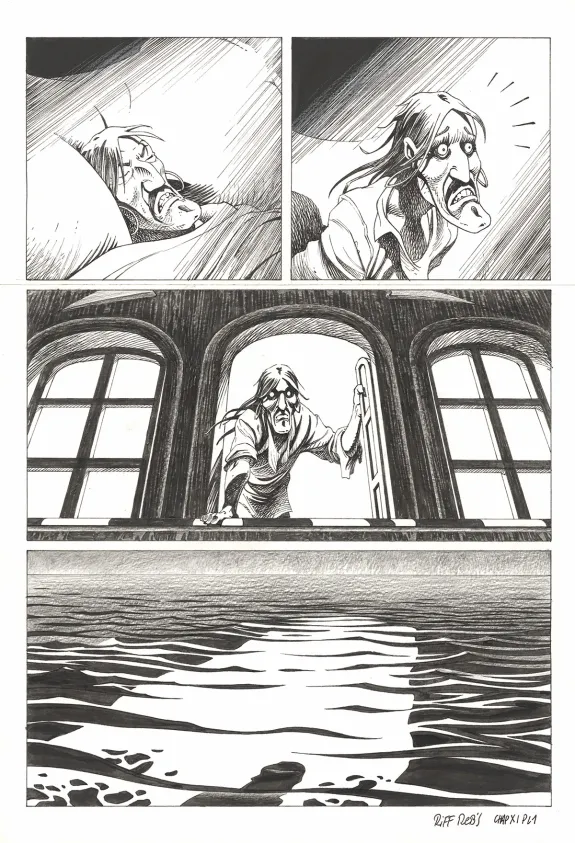 Planche noir et blanc, Kernok le pirate,  Riff Reb's