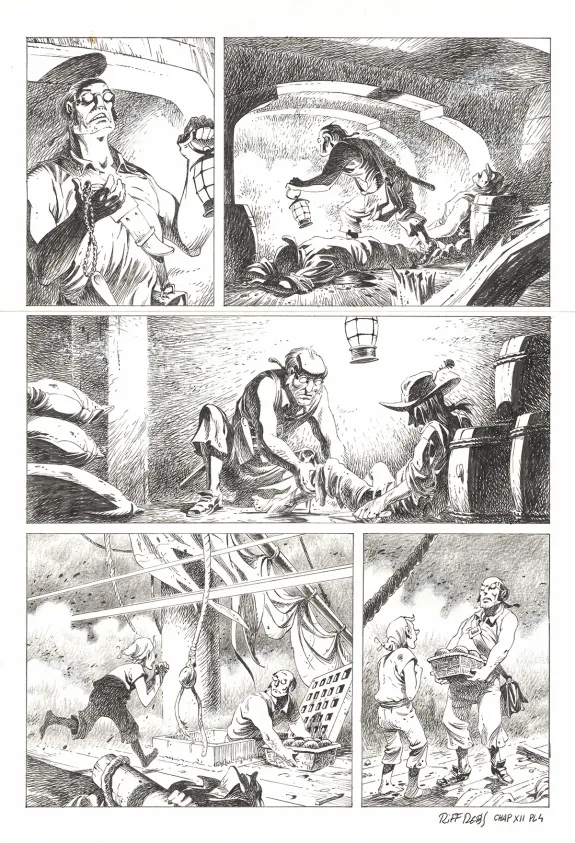Planche noir et blanc, Kernok le pirate,  Riff Reb's