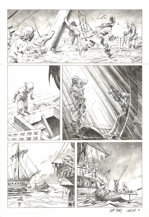 Planche noir et blanc, Kernok le pirate,  Riff Reb's