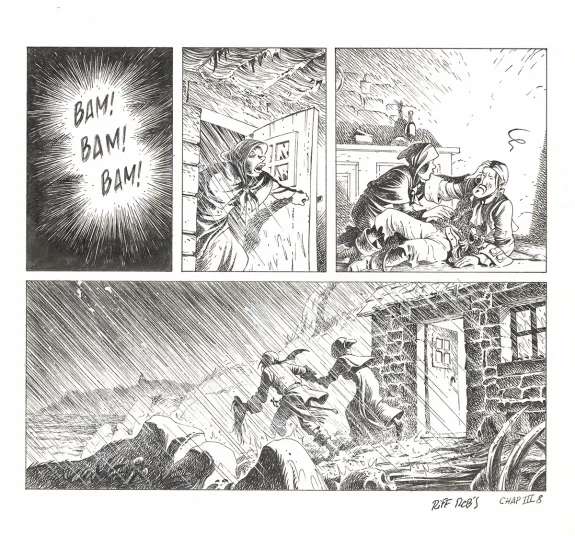 Planche noir et blanc, Kernok le pirate,  Riff Reb's