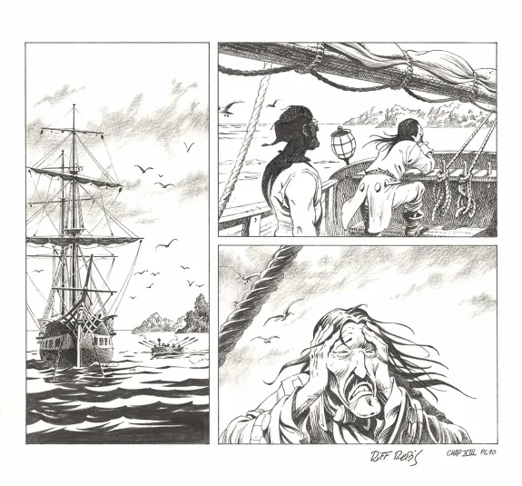 Black and white original page, Kernok le pirate,  Riff Reb's