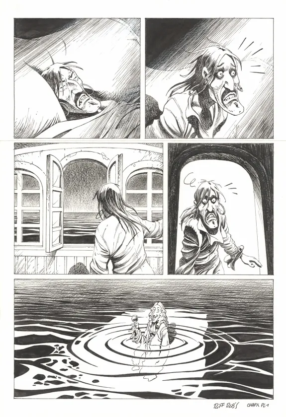 Black and white original page, Kernok le pirate,  Riff Reb's