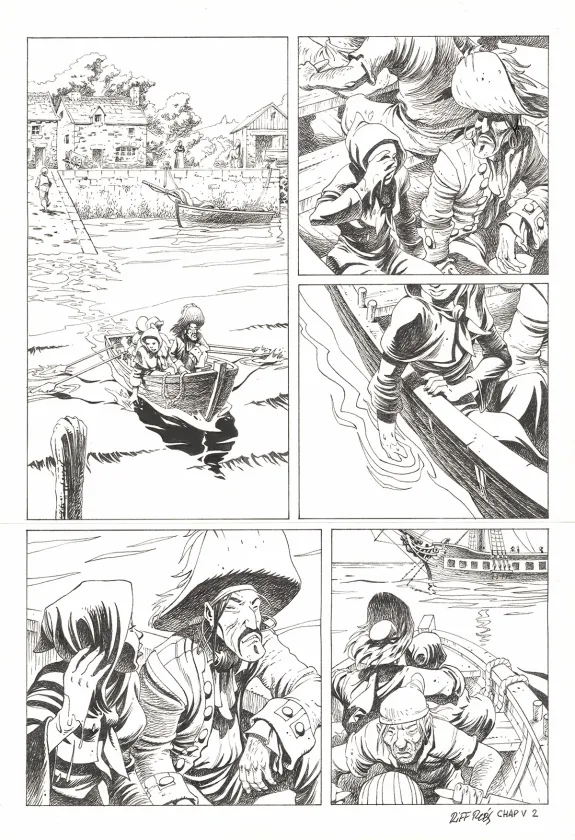 Planche noir et blanc, Kernok le pirate,  Riff Reb's
