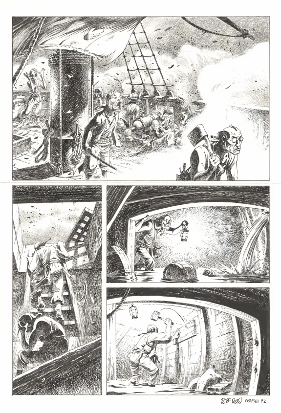 Planche noir et blanc, Kernok le pirate,  Riff Reb's