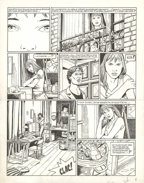 Planche noir et blanc, Loranne, Frisco (T.3), Viviane Nicaise