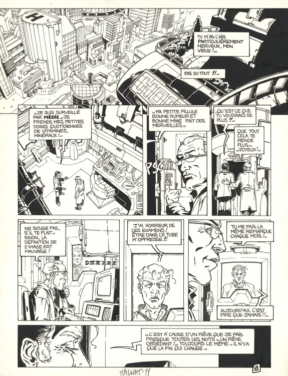 Colored original page, L'Ancêtre programmé, Le temps de l'éveil (T.1), Loïc Malnati