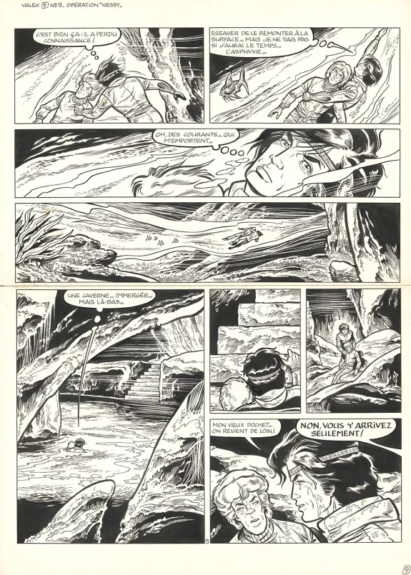 Black and white original page, Yalek, Opération Nessy (T.11), Jacques Geron