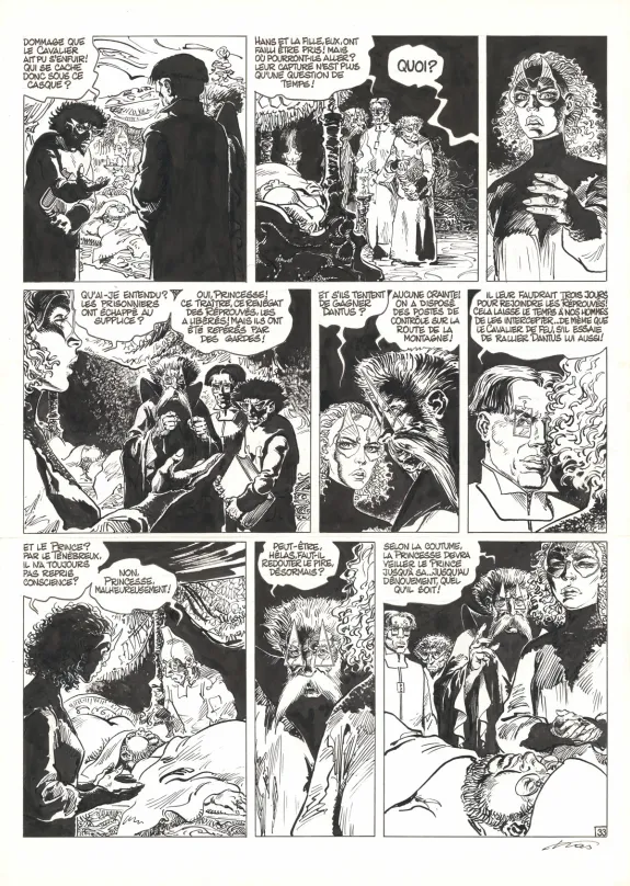 Planche noir et blanc, Hans, La Princesse d'Ultis (T.9),  Kas
