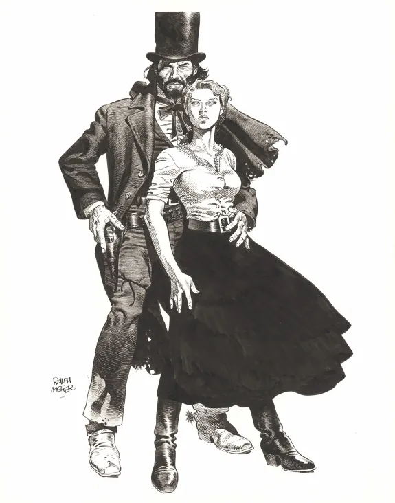 Illustration noir et blanc, Undertaker, Ralph Meyer