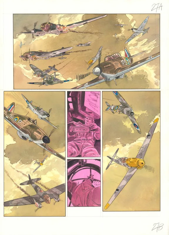 Colored original page, Ciel d'orages, London burning (T.1),  Warnauts et Raives
