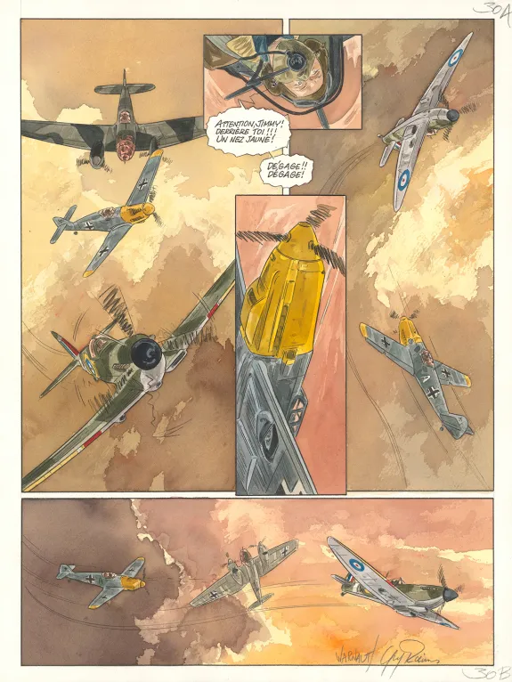 Colored original page, Ciel d'orages, London burning (T.1),  Warnauts et Raives