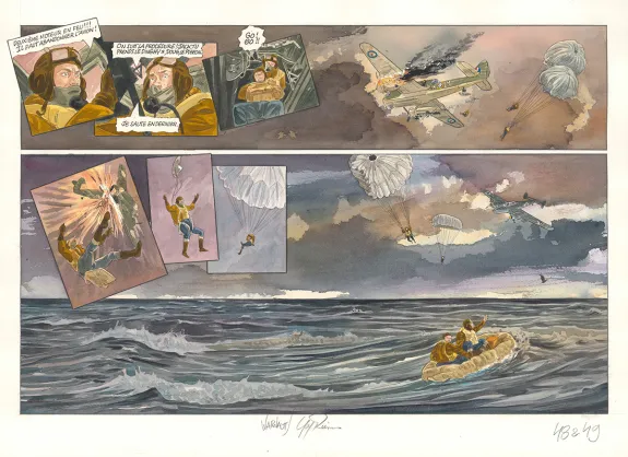 Colored original page, Ciel d'orages, London burning (T.1),  Warnauts et Raives