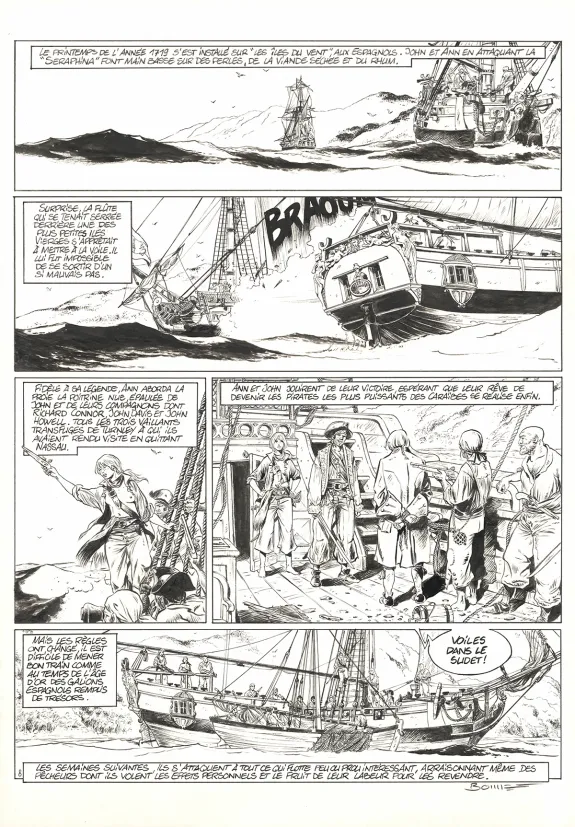 Planche noir et blanc, Ann Bonny, la louve des Caraïbes, Livre II (T.2), Franck Bonnet
