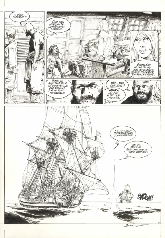 Planche noir et blanc, Ann Bonny, la louve des Caraïbes, Livre II (T.2), Franck Bonnet