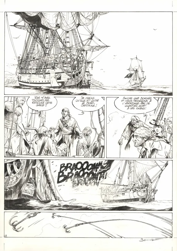Planche noir et blanc, Ann Bonny, la louve des Caraïbes, Livre II (T.2), Franck Bonnet