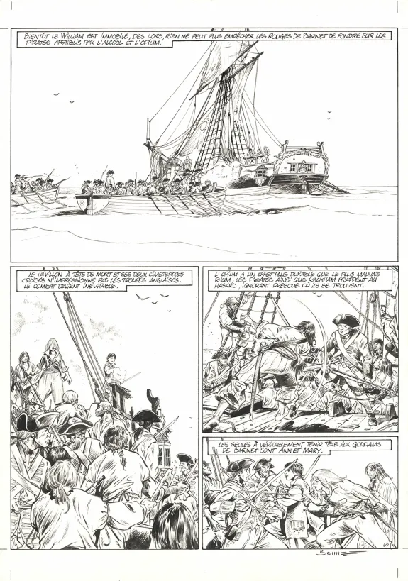 Planche noir et blanc, Ann Bonny, la louve des Caraïbes, Livre II (T.2), Franck Bonnet