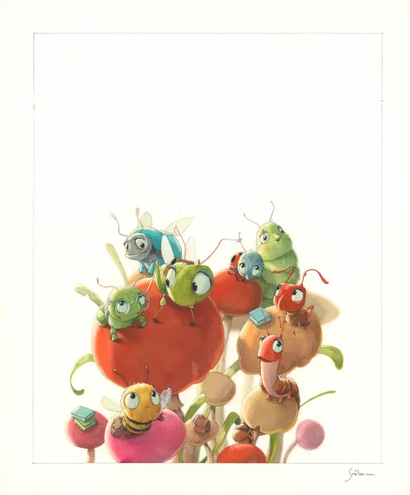 Colored illustration, À la découverte des humains, Quentin Gréban