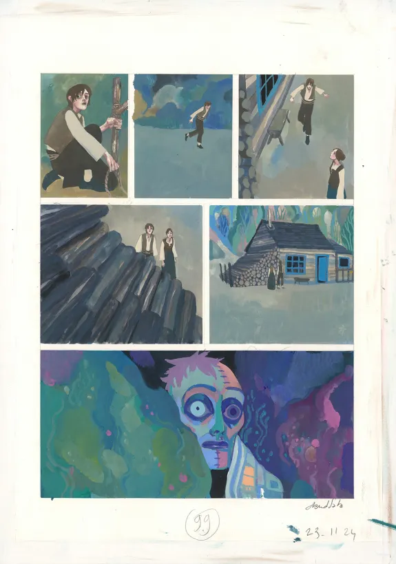 Colored original page, Frankenstein, David Sala