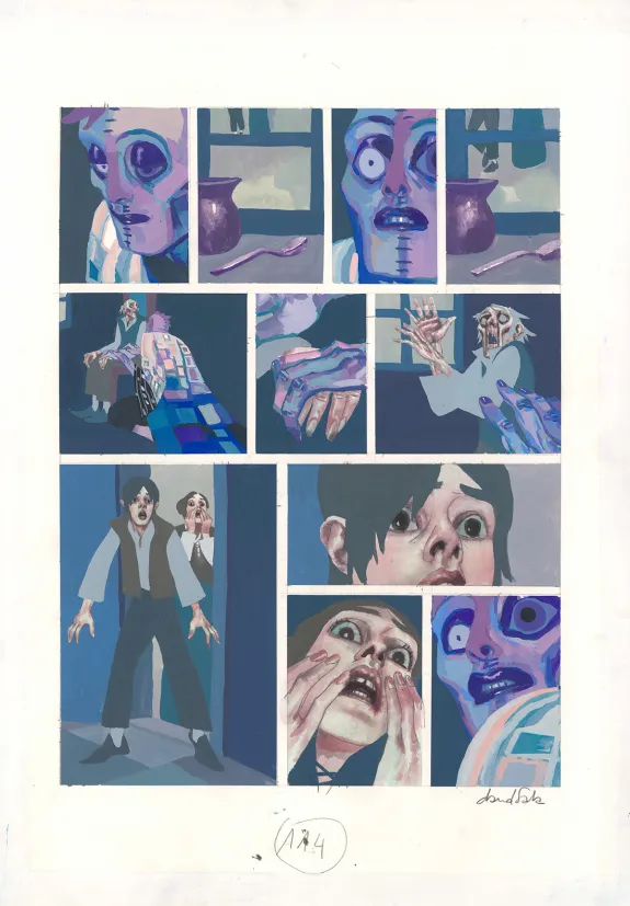 Colored original page, Frankenstein, David Sala