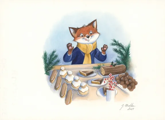 Illustration couleur, Les belles histoires de Grand-mère à écouter pour Noël - livre CD, Julie Mellan