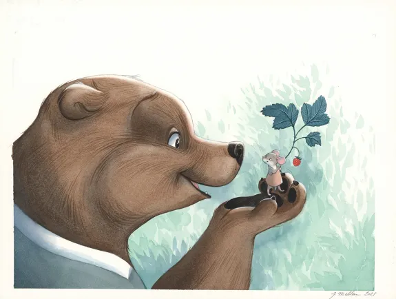 Illustration couleur, Les merveilleuses histoires de Grand Père dans la forêt, Julie Mellan