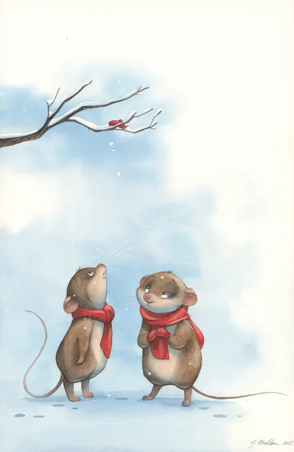 Illustration couleur, Les belles histoires de grand mère sous les flocons , Julie Mellan