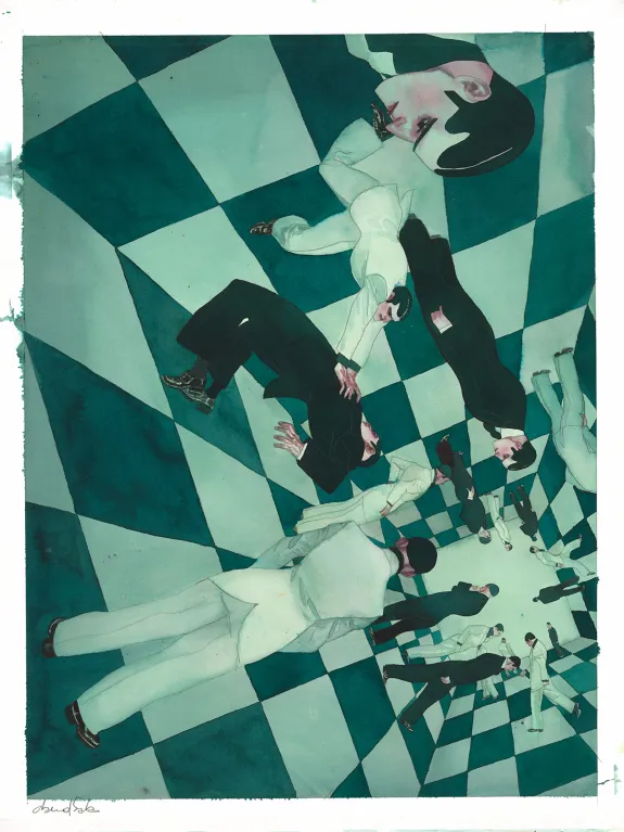 Colored illustration, Le Joueur d'échecs, David Sala