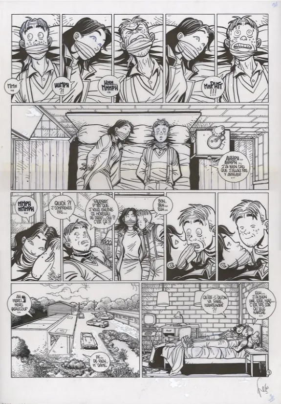 Black and white original page, Le Poisson-clown, Christina (T.2), Fred Simon